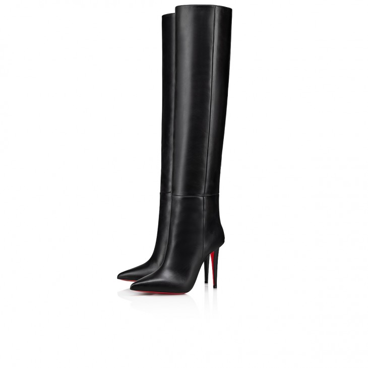 Christian Louboutin Astrilarge Botta Classic 100 Mm Black Calf Leather Pointed Toe Boot 3230820BK01