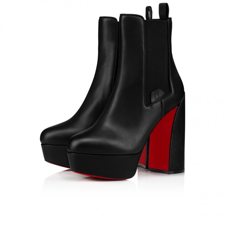 Christian Louboutin Movidastic Classic 130 Mm Black Calf Leather Round Toe Boot 3220989BK01