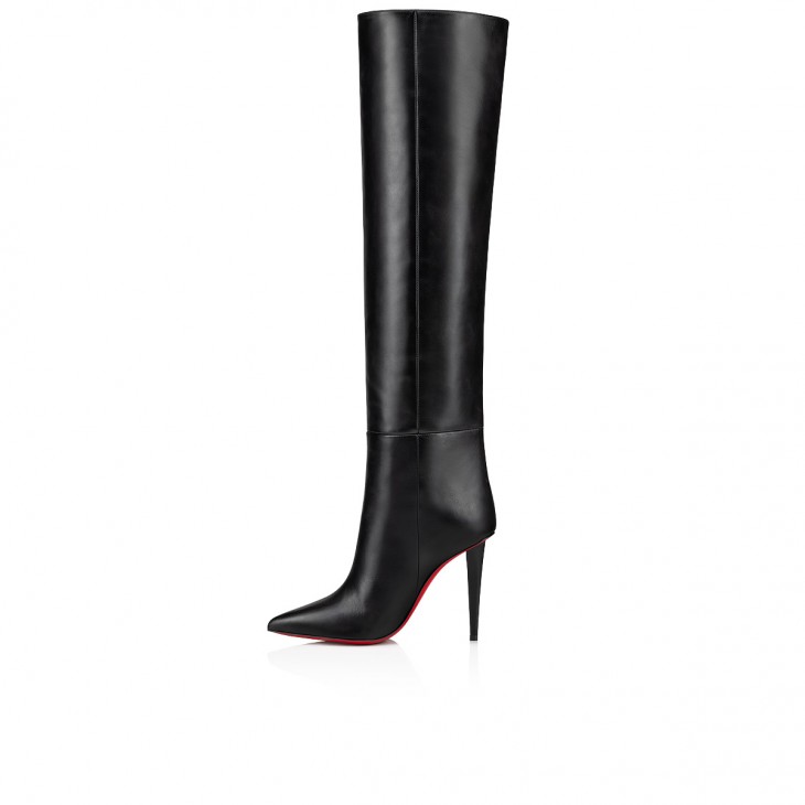 Christian Louboutin Astrilarge Botta Classic 100 Mm Black Calf Leather Pointed Toe Boot 3230820BK01