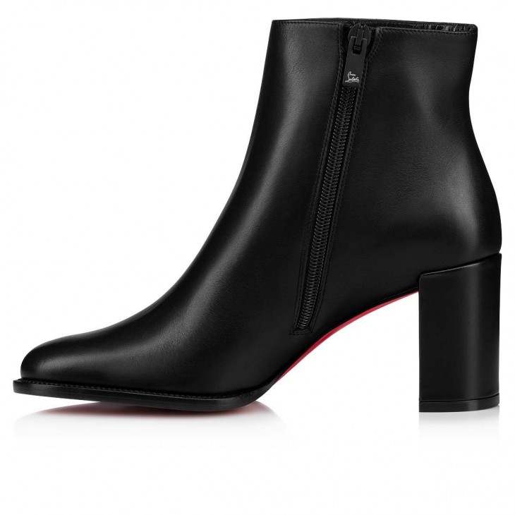 Christian Louboutin Adoxa Classic 70 Mm Black Calf Leather Round Toe Boot 1220542BK01