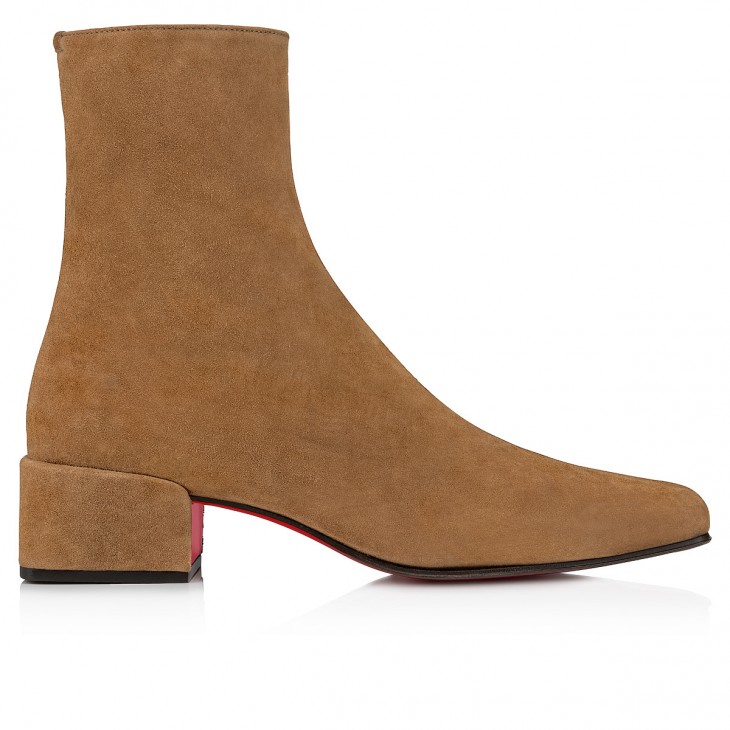 Christian Louboutin Alleo Classic 40 Mm Brown Suede Square Toe Boot 1240919C958