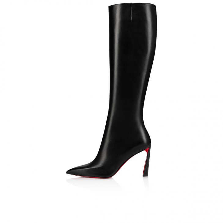 Christian Louboutin Condora Botta Classic 85 Mm Black Calf Leather Pointed Toe Boot 1230624BK01