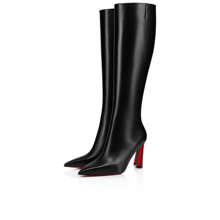 Christian Louboutin Condora Botta Classic 85 Mm Black Calf Leather Pointed Toe Boot 1230624BK01