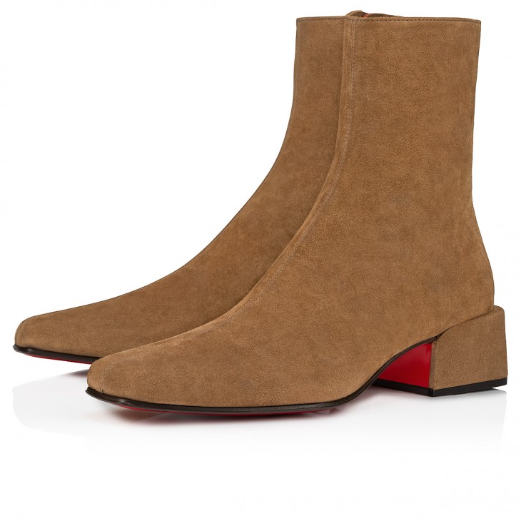 Christian Louboutin Alleo Classic 40 Mm Brown Suede Square Toe Boot 1240919C958
