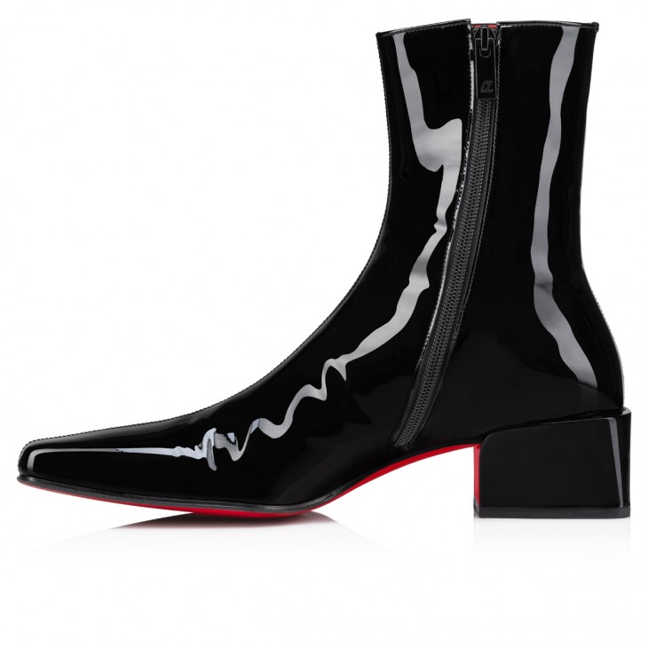 Christian Louboutin Alleo Classic 70 Mm Black Patent Calf Leather Square Toe Boot 1240920J323