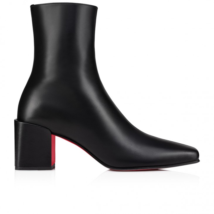 Christian Louboutin Alleo Classic 70 Mm Black Calf Leather Square Toe Boot 1240922BK01