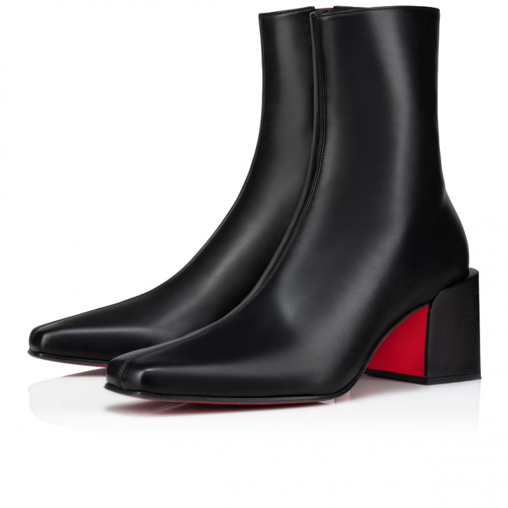 Christian Louboutin Alleo Classic 70 Mm Black Calf Leather Square Toe Boot 1240922BK01