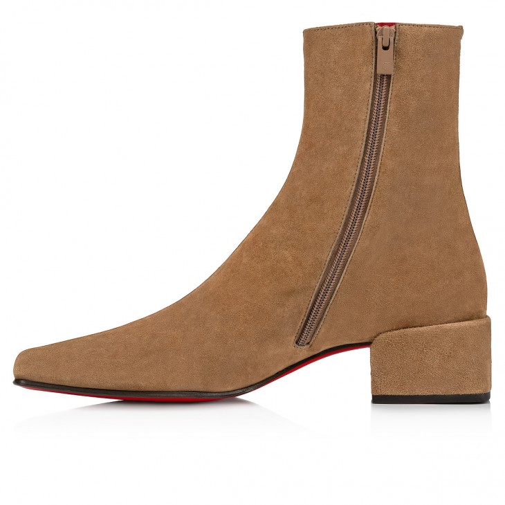 Christian Louboutin Alleo Classic 40 Mm Brown Suede Square Toe Boot 1240919C958