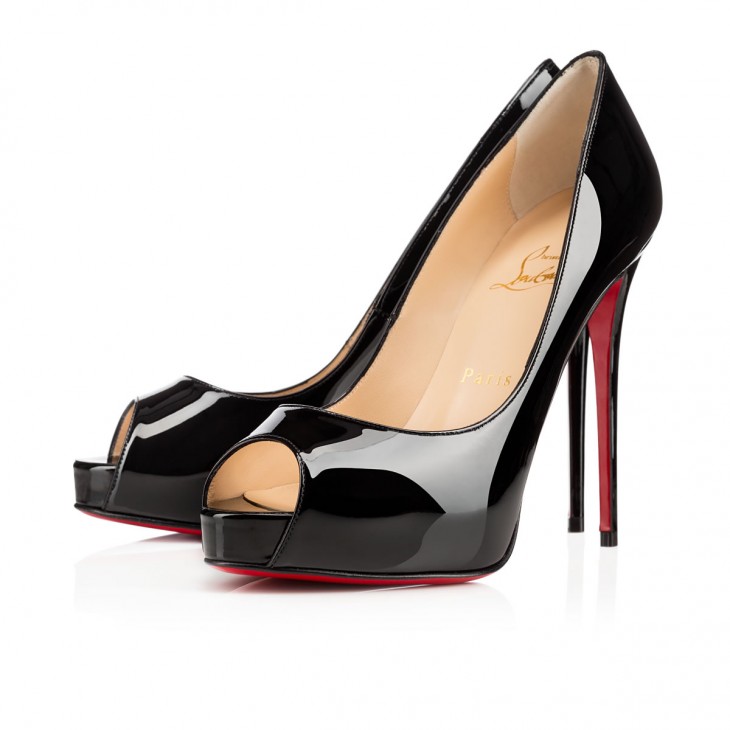 Christian Louboutin Very Privé New 120 Mm Black Patent Calf Leather Platform Heels 1150600BK01