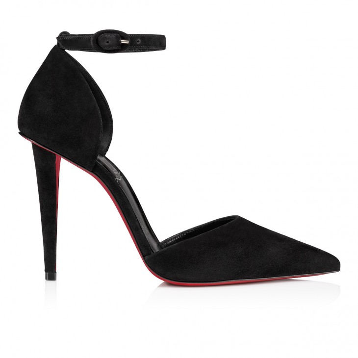 Christian Louboutin Astrida Bride Classic 100 Mm Black Suede Pump Heels 3230712B439
