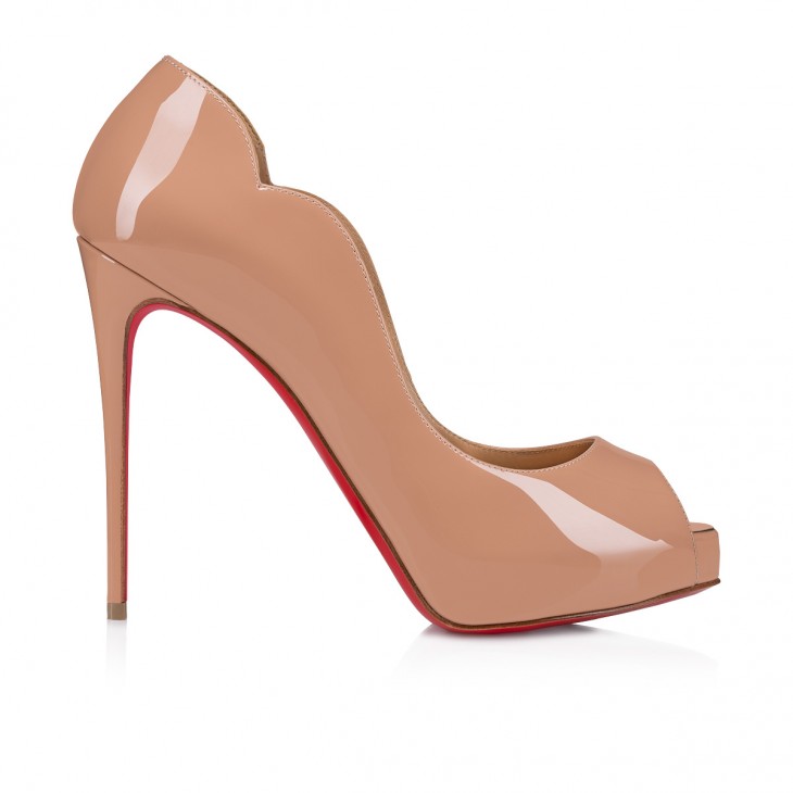 Christian Louboutin Hot Chick New 120 Mm Beige Patent Leather Pump Heels 3230023N295