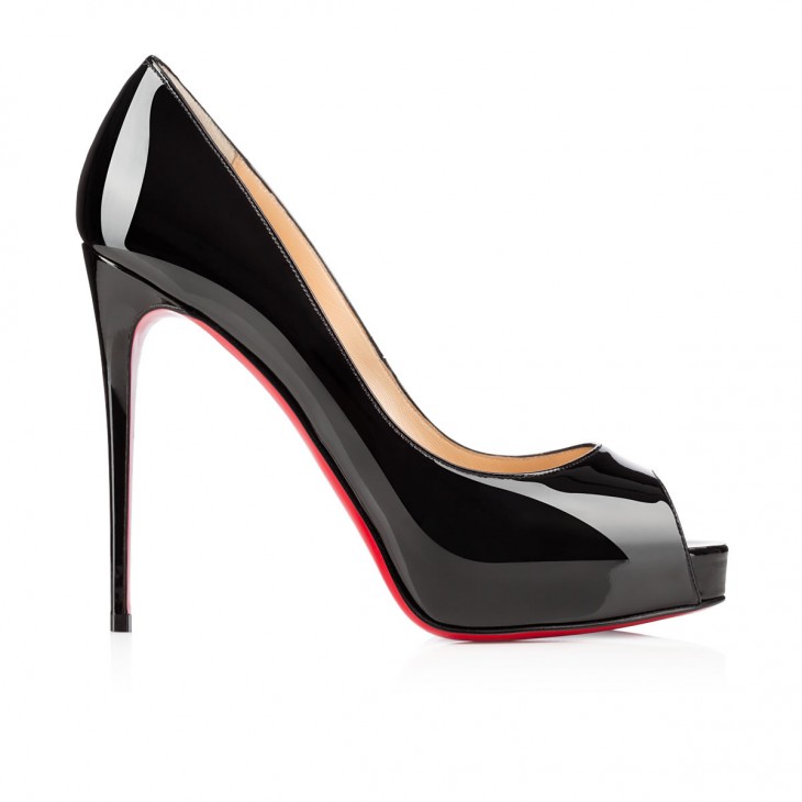 Christian Louboutin Very Privé New 120 Mm Black Patent Calf Leather Platform Heels 1150600BK01