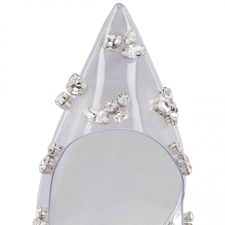 Christian Louboutin Degraqueen Classic 100 Mm Silver PVC Pointed Toe Pump Heels 3230291S211