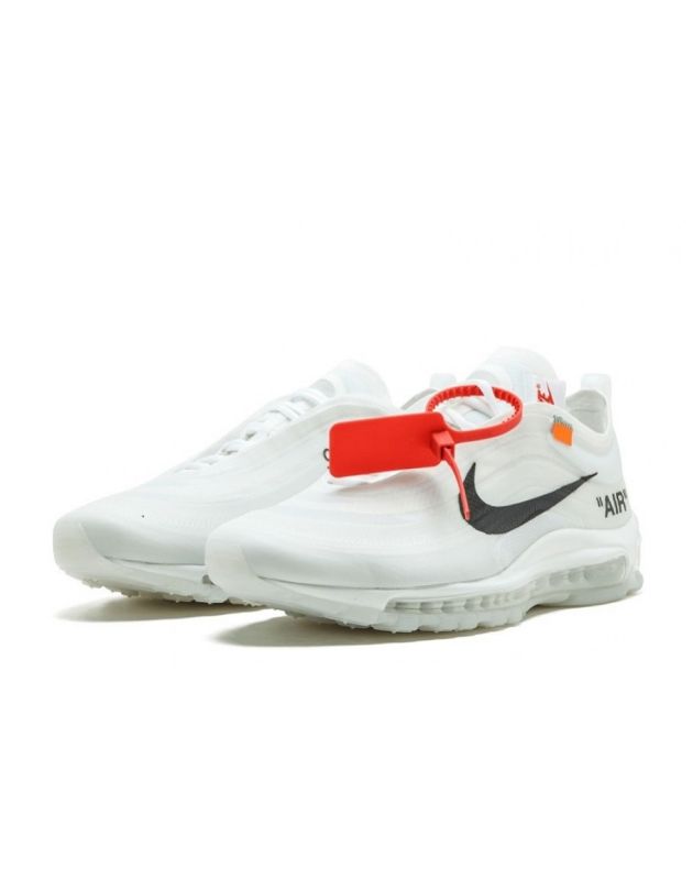 Nike Air Max 97 X Off-White 2017 White Leather Rubber Sole Running Sneakers AJ4585-100