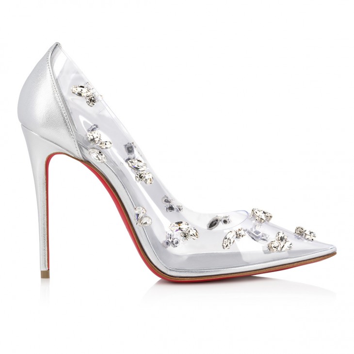 Christian Louboutin Degraqueen Classic 100 Mm Silver PVC Pointed Toe Pump Heels 3230291S211