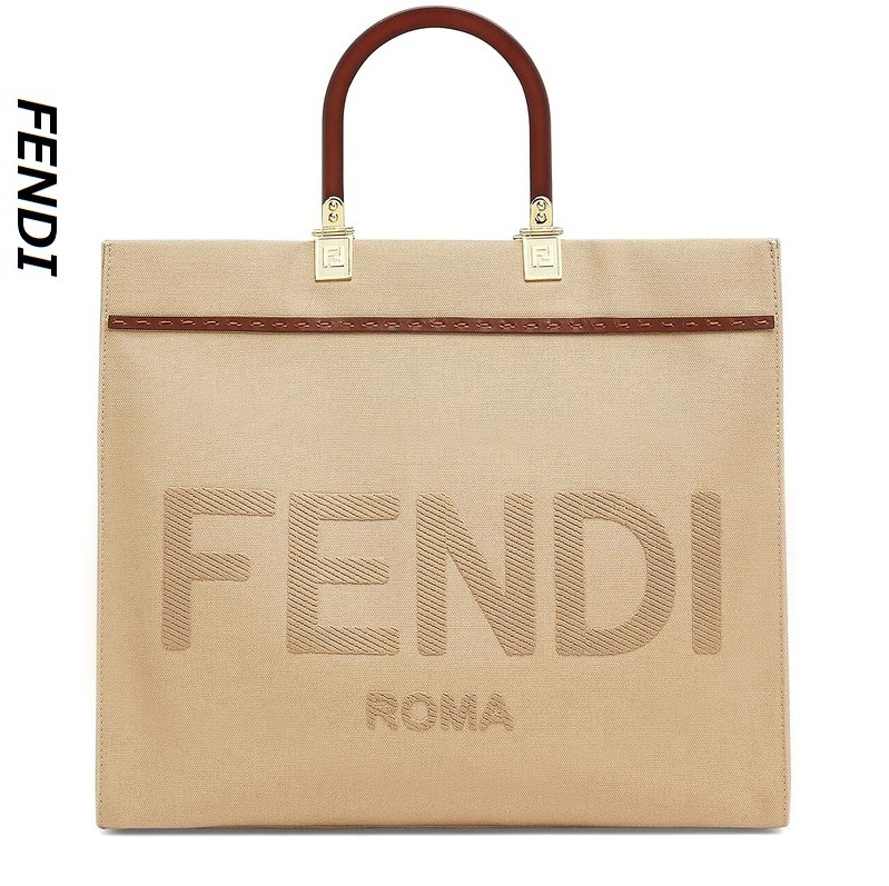 کیف دستی زنانه پارچه ای Fendi Sunshine متوسط سفید FF 8bh386