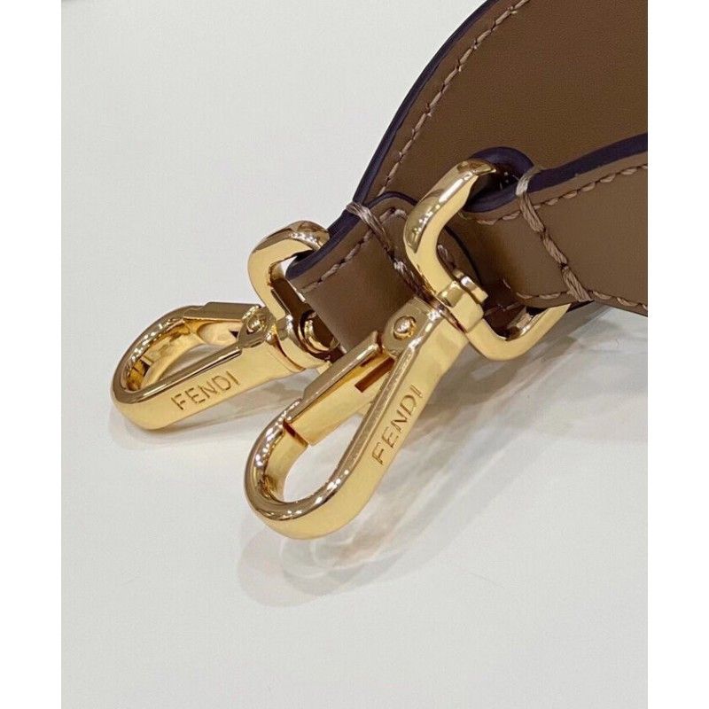 حقيبة يد فندي صن شاين متوسطة الحجم مصنوعة من القماش باللون الأبيض FF للنساء 8bh386