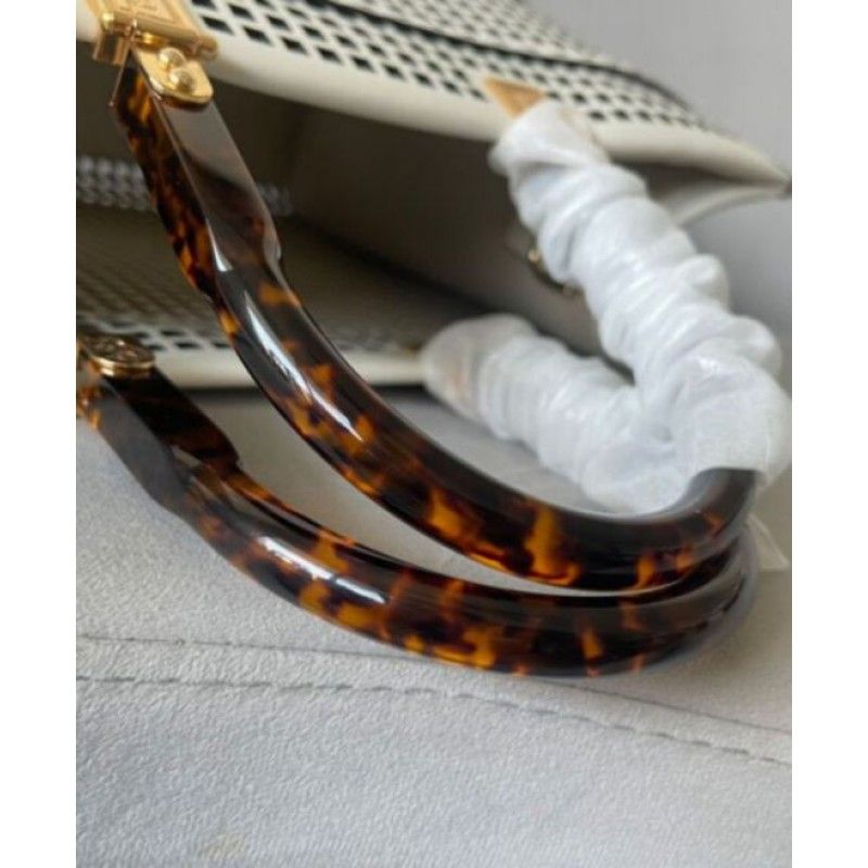 Fendi Sunshine Medium Openwork Cream Cowhide Women Tote Handbag 8bh386