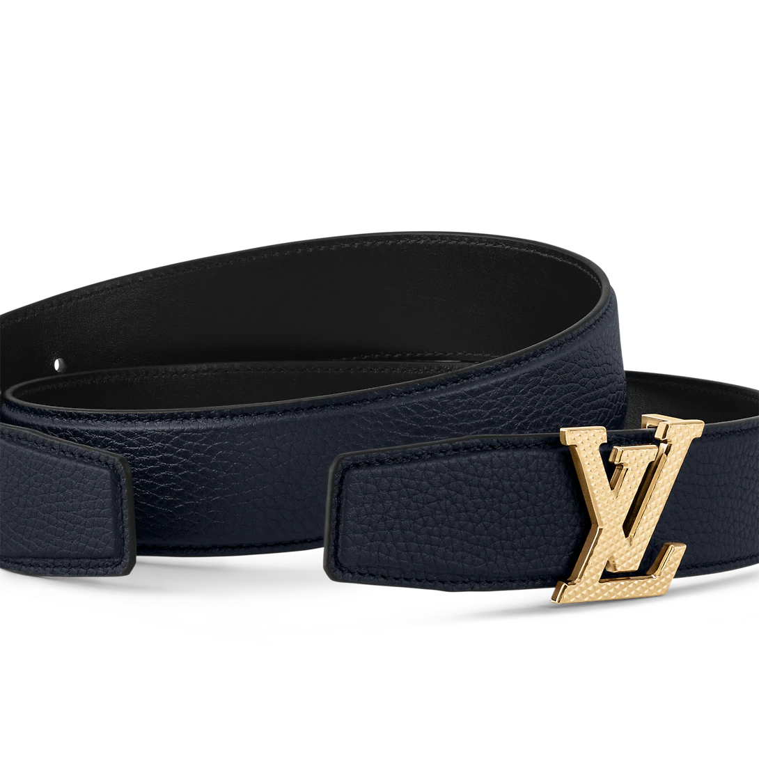 Louis Vuitton Heritage New 35 Mm Navy Blue Leather Pin Buckle Men Dress Belt M8563T