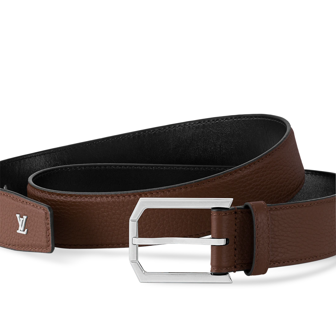 Louis Vuitton Heritage New 35 Mm Brown Leather Pin Buckle Men Dress Belt M8559T