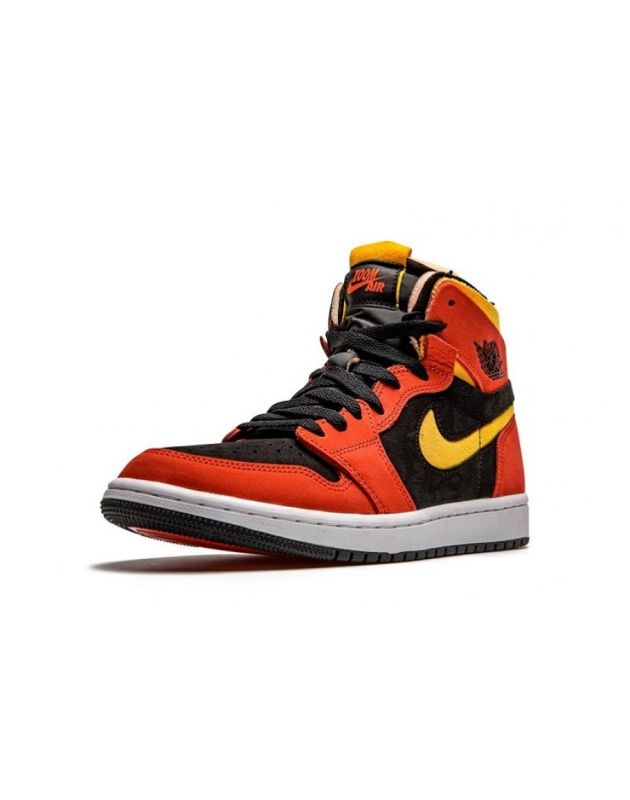 Jordan Air Jordan 1 High Zoom Air CMFT 2021 Chili Rouge Cuir Semelle en caoutchouc Baskets décontractées pour hommes CT0978-006