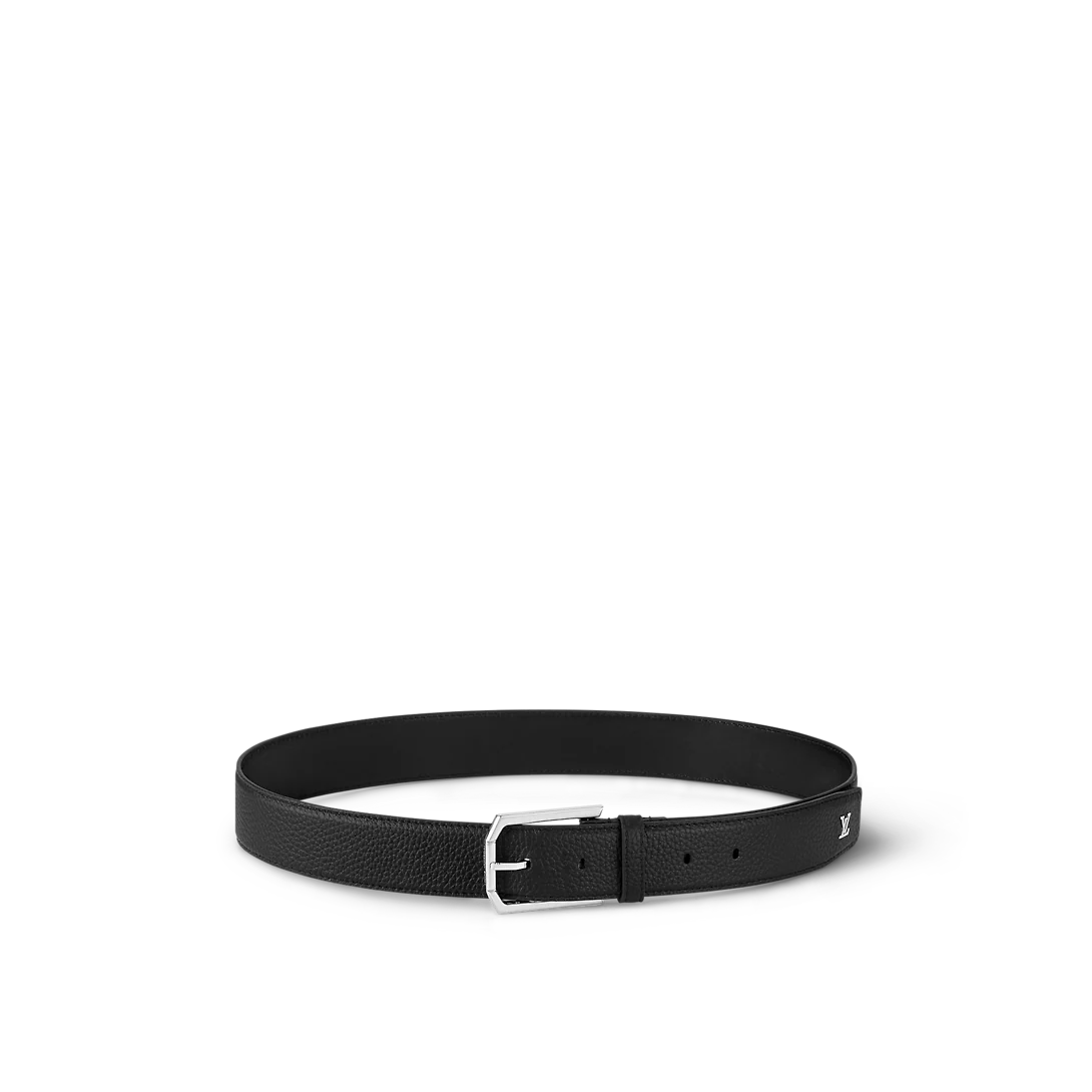 Louis Vuitton Heritage New 35 Mm Black Leather Pin Buckle Men Dress Belt M8632T