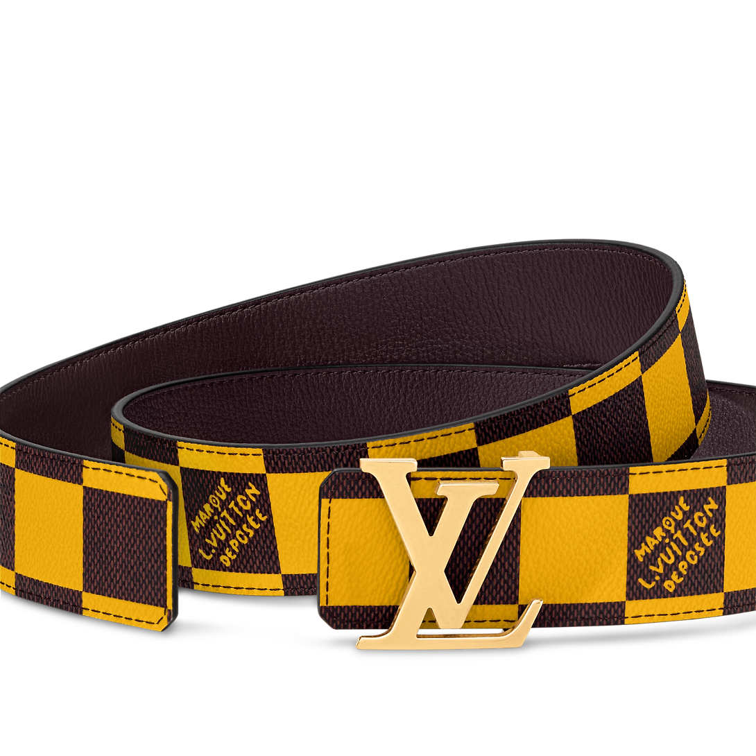 Louis Vuitton Lv Initiales Reversível Novo 40 Mm Lona Amarela Pin Fivela Cinto Masculino M8546U
