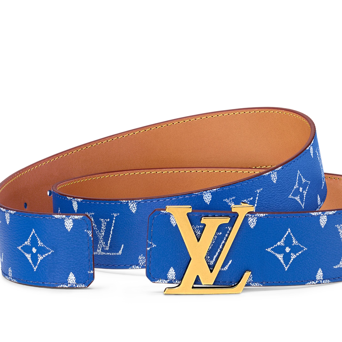 Louis Vuitton Lv Initiales Reversible New 40 Mm Blue Leather Pin Buckle Men Dress Belt M8460U