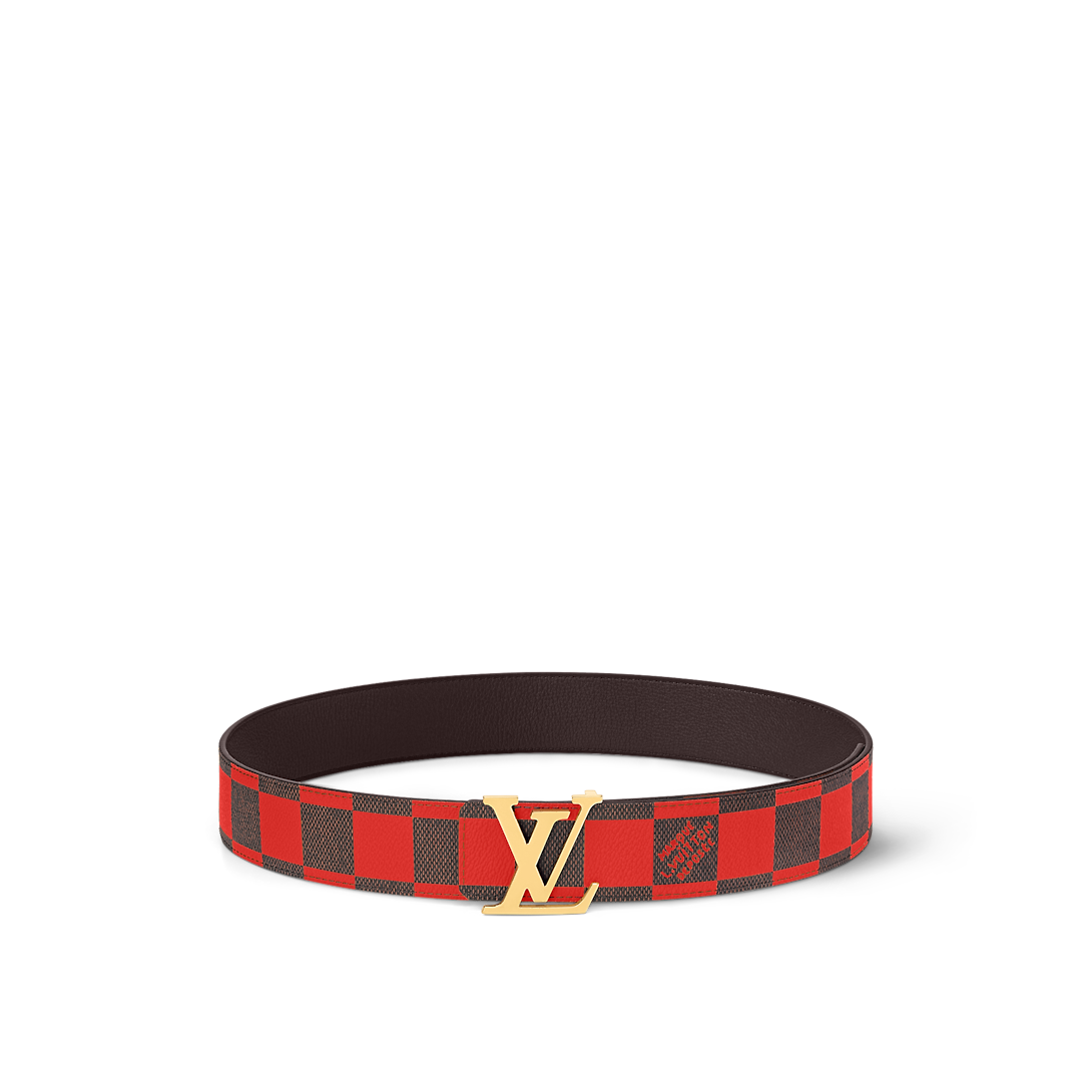 Louis Vuitton Lv Initiales Reversible New 40 Mm Red Canvas Pin Buckle Men Dress Belt M8537U