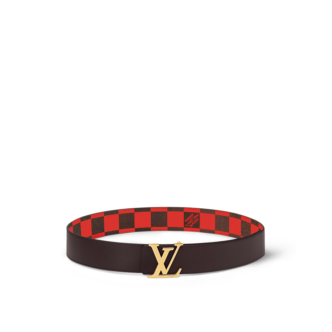 Louis Vuitton Lv Initiales Reversible New 40 Mm Red Canvas Pin Buckle Men Dress Belt M8537U