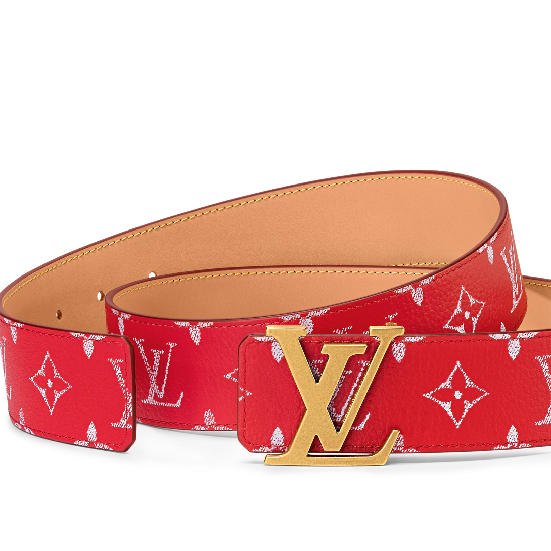 Louis Vuitton Lv Initiales reversível novo 40 mm de couro vermelho com fivela de cinto masculino M8457U