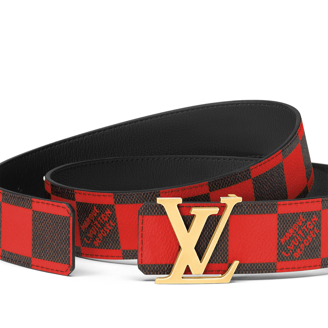 Louis Vuitton Lv Initiales Reversível Novo 40 Mm Lona Vermelha Pin Fivela Cinto Masculino M8537U