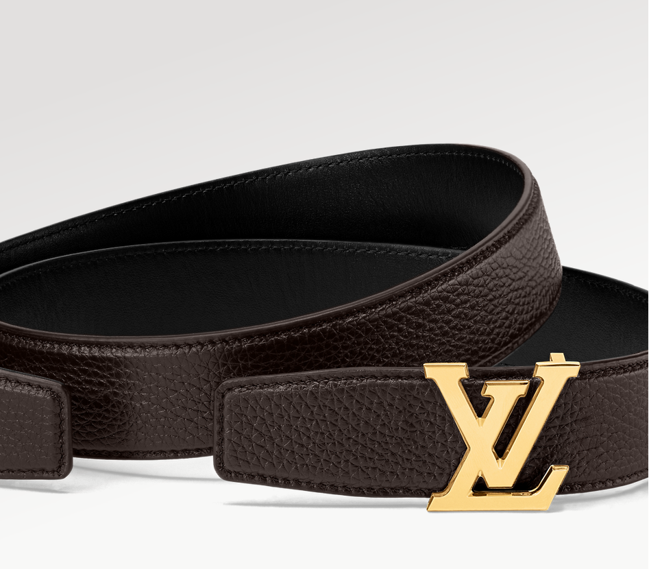 Louis Vuitton Lv Heritage reversível clássico 35 mm cinto de couro marrom profundo com fivela M8360T