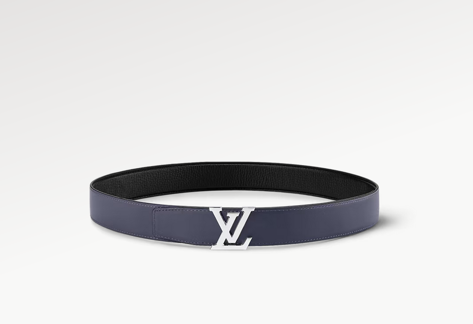 Двусторонний классический классический ремень Louis Vuitton Lv Heritage 35 мм синего цвета с пряжкой M8359T