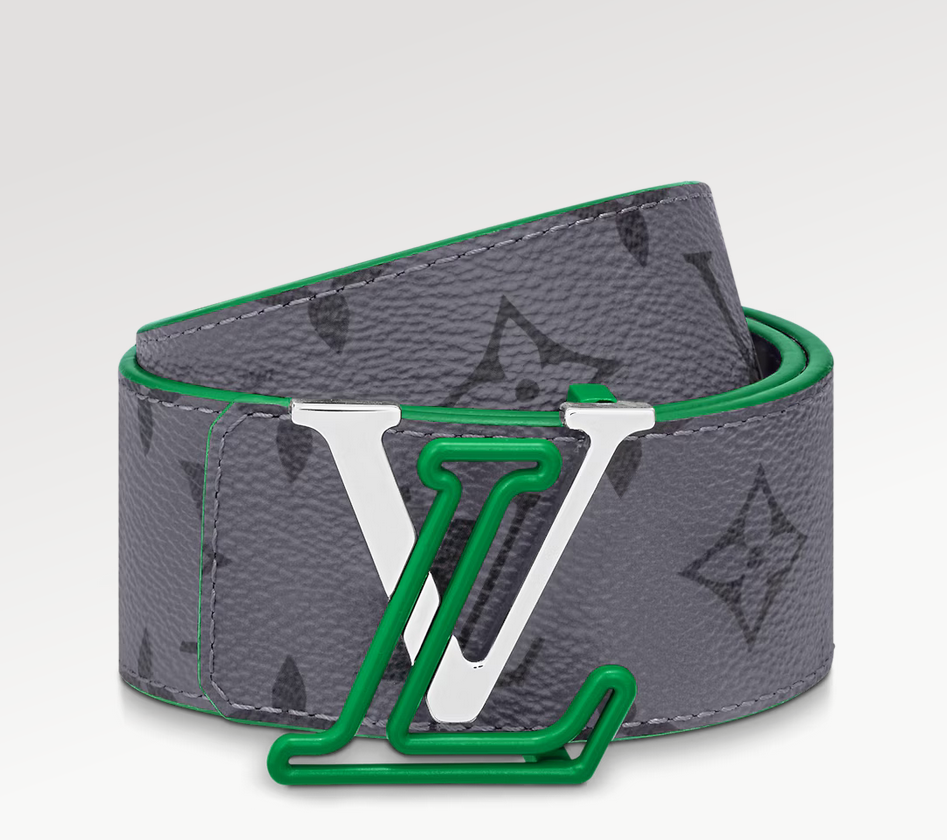 Louis Vuitton Lv Line reversível clássico 40 mm de lona verde com fivela de cinto casual M0723U