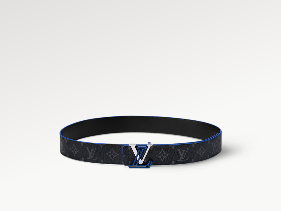 Louis Vuitton Lv Line Reversible Classic 40 Mm Blue Canvas Pin Buckle Casual Belt M0721U