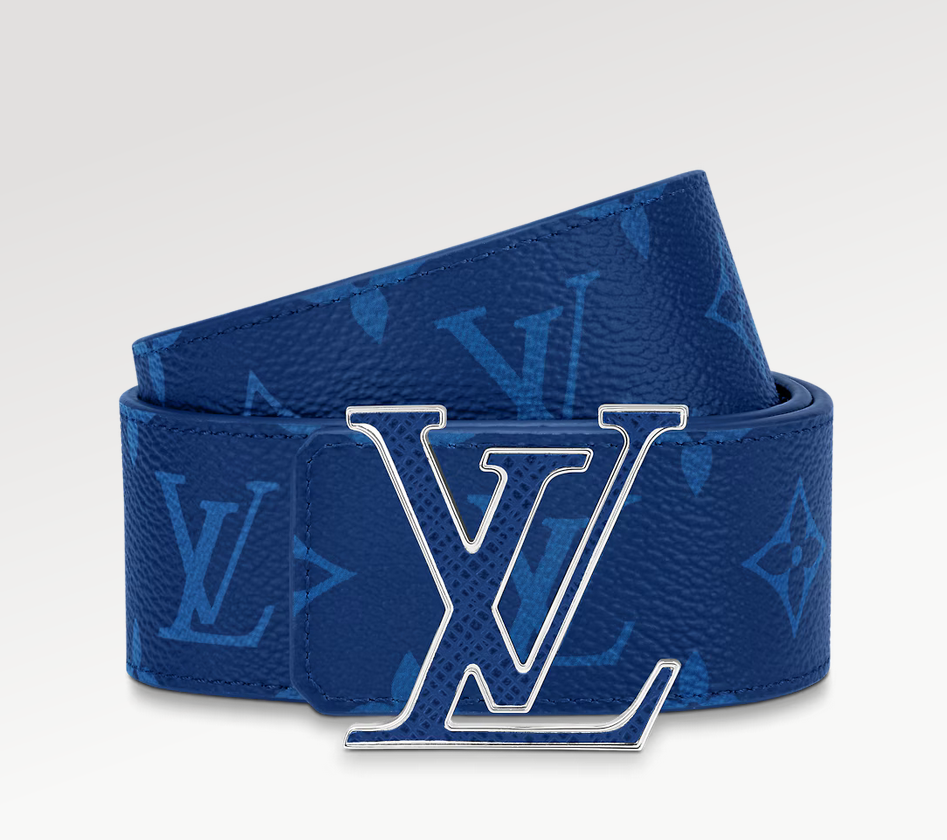 Louis Vuitton Lv Initiales Reversible New 40 Mm Blue Canvas Pin Buckle Casual Belt M0159U