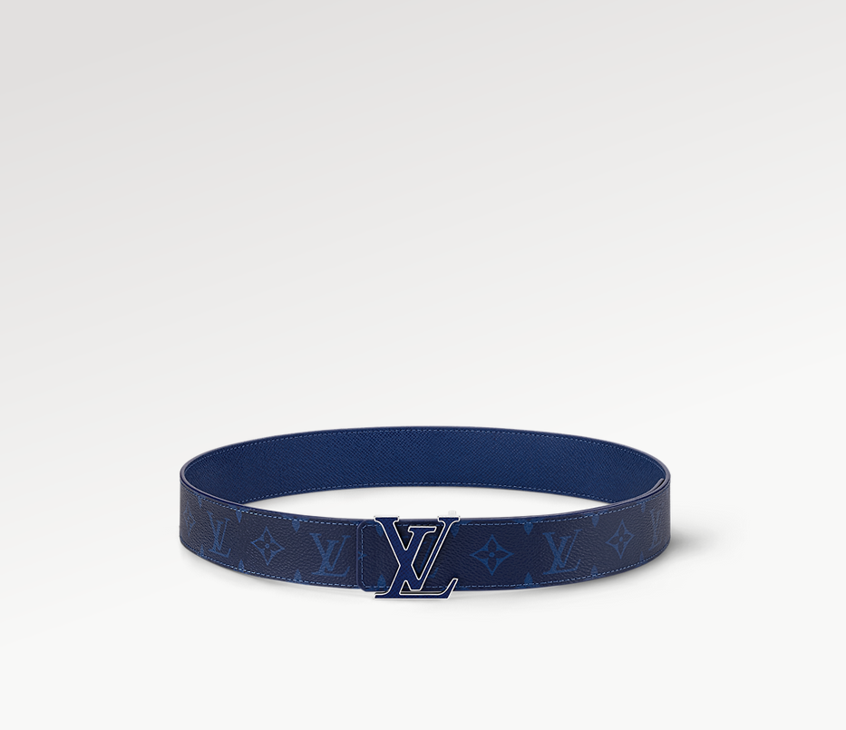 Louis Vuitton Lv Initiales Reversible New 40 Mm Blue Canvas Pin Buckle Casual Belt M0159U