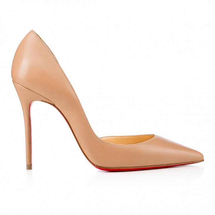 Christian Louboutin Iriza Classic 100 Mm Beige Nappa Leather Pointed Toe Pump Heels 3160708PK1A