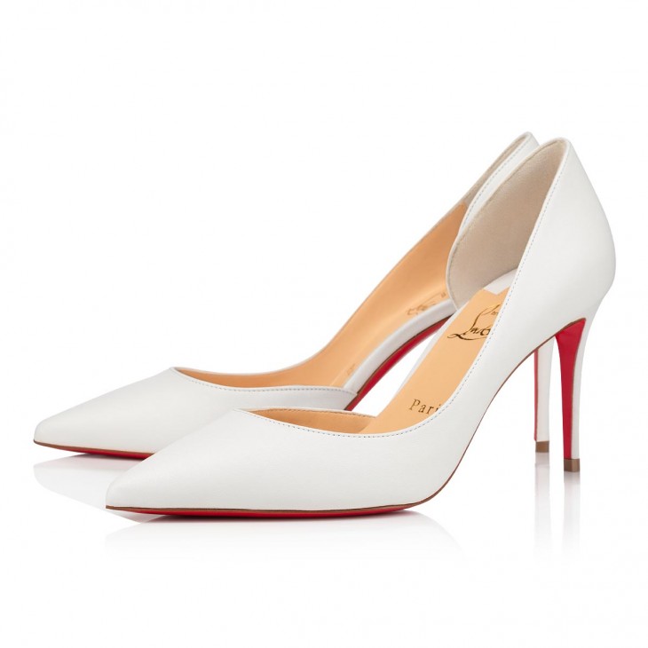 Christian Louboutin Iriza Classic 85 Mm White Nappa Leather Pointed Toe Pump Heels 1210648W222