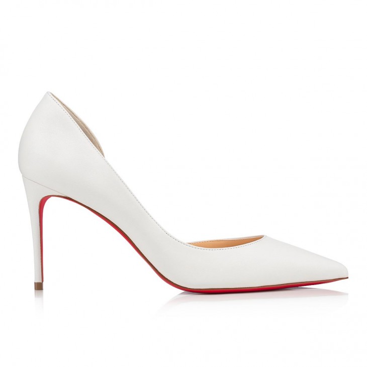 Christian Louboutin Iriza Classic 85 Mm White Nappa Leather Pointed Toe Pump Heels 1210648W222