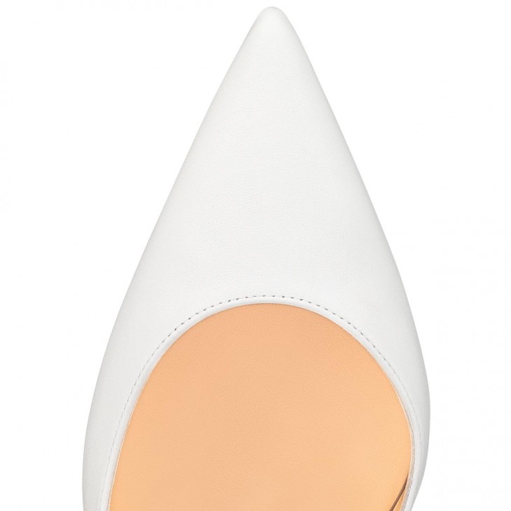 Christian Louboutin Iriza Classic 85 Mm White Nappa Leather Pointed Toe Pump Heels 1210648W222