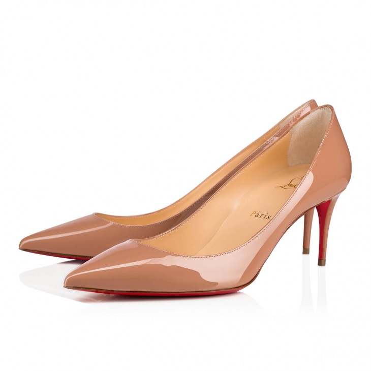 Christian Louboutin Kate Classic 70mm Beige Patent Calf Leather Point Pump Heels 3191451PK1A