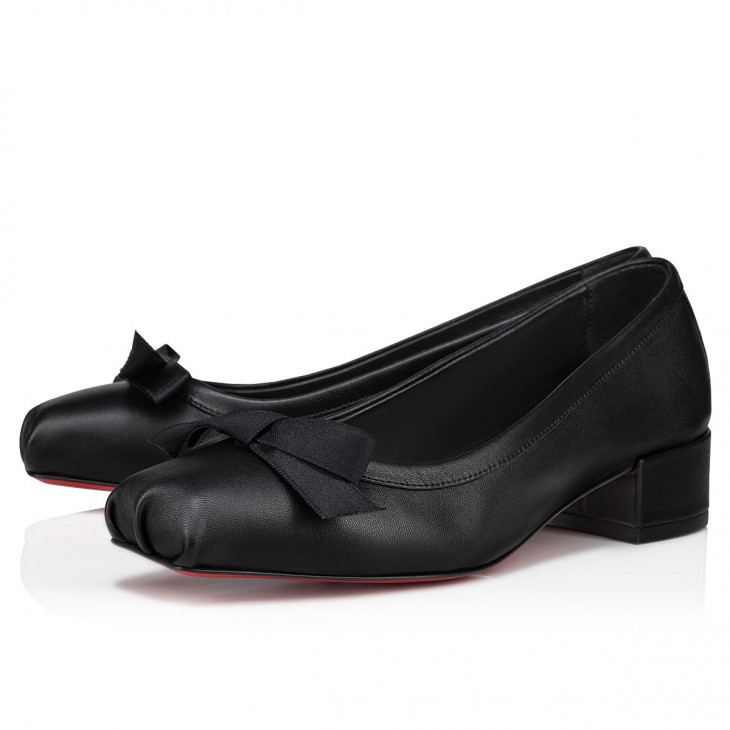 Christian Louboutin Mamaflirt Classic 30 mm Tacones de tacón con punta cuadrada de cuero de napa negro 1240204B439