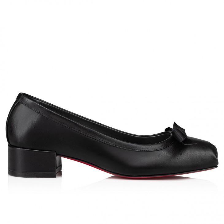 Christian Louboutin Mamaflirt Classic 30 Mm Black Nappa Leather Square Toe Pump Heels 1240204B439