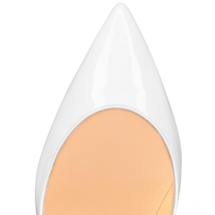 Christian Louboutin Hot Chick Classic 100 Mm White Patent Calf Leather Pointed Toe Pump Heels 1190911W222