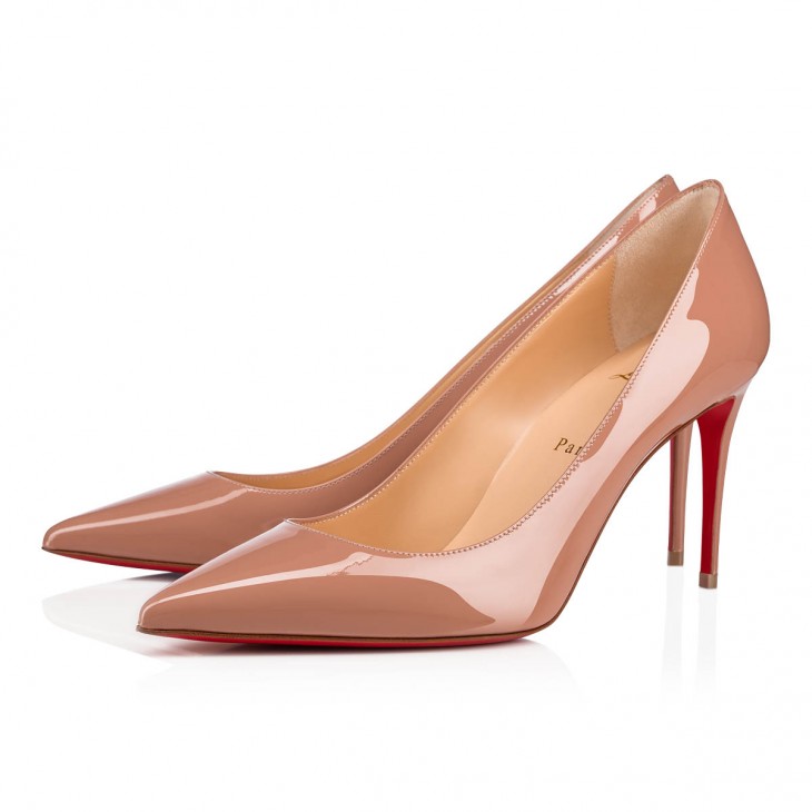 Christian Louboutin Kate Classic 85 Mm Beige Patent Calf Leather Pointed Toe Pump Heels 3191416PK1A