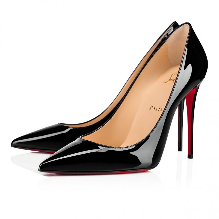 Christian Louboutin Kate Classic 100 Mm Black Patent Calf Leather Pointed Toe Pump Heels 3191411BK01
