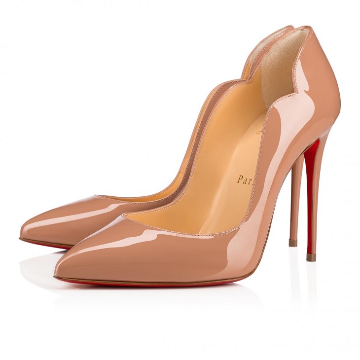 Christian Louboutin Hot Chick Classic 100 Mm Beige Patent Calf Leather Pointed Toe Pump Heels 1190911PK1A