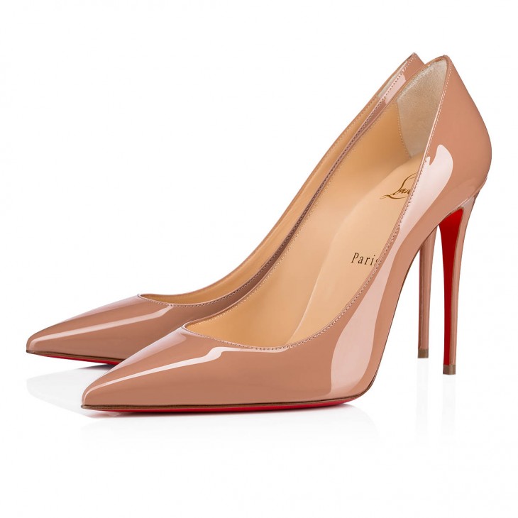 Christian Louboutin Kate Classic 100 Mm Beige Patent Calf Leather Pointed Toe Pump Heels 3191411PK20